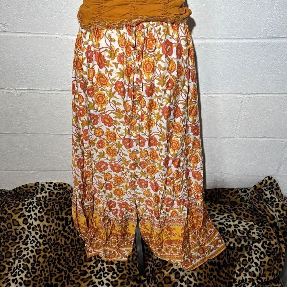 Bohemian ￼style long skirt orange